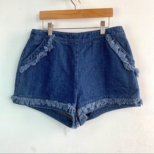 J.O.A.• Fringe denim short shorts